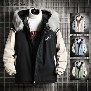 Marka Kurtka Zimowa Mężczyźni Ciepła Kurtka Parka 4 Kolor Moda Marka Z Futro Hood Hat Men Zagwiazd Płaszcz Casual Grube Mężczyźni 3XL 210528