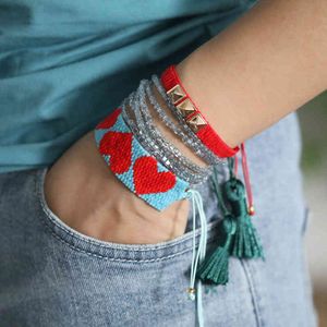 Armband för kvinnor 2020 Pulsera Mujer Moda Miyuki Turkiska Röda Bracelet Femme Heart Smycken Boho Chic Handgjorda