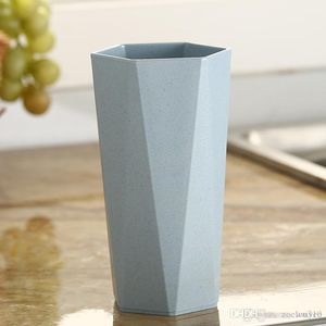 Hög standard enkel design vetehalm geometrisk borstkopp i diamantform livsmedelsmugg kopp frukost kaffe kaffe mjölk vete kopp XDH0073