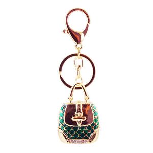 High Quality Handbag Keychains Crystal Pave Metal Fashion Women Bag Pendant Rhinestone Key Chains G1019