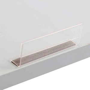 Clear Edge Label Acrylic Shelf Talker Desk Sign Holder med magnetisk remsa