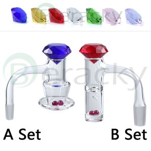 Beracky Two Styles 20mmOD Full Weld Smoking Terp Slurper Set mit abgeschrägter Kante / Auto Spinner Tourbillon Quartz Banger mit Diamantkappen für Glasbonges