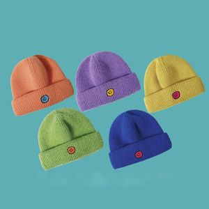 Beanie Skull Caps Winter Smilely Knitted Hat For Women Beanie With Fleece Lining Men Smiling Cap Colorful