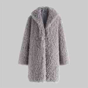 Lisa Colly Fake Fur Women Faux Coats Lambswool Jacka Kvinna Vinter Tjock s Overroats Lång Outwear 211220