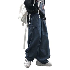 Trend Oversize Harem Jeans Män Kvinnor Bf Denim Byxor Wide Ben Byxor Loose Baggy Japan Overaller Street Hiphop Cargo 210723