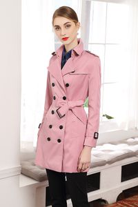 KLASSISK! Kvinnor Fashion England Middle Long Trench Coat / Högkvalitativ Märkesdesign Dubbelbröst Trench Coat Storlek S-XXL 5 Färger