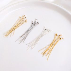 100st / set guld silverpläterade bollpinnar 24 gauge boll-head pin för DIY smycken gör fynd konst hantverk beading supplies 26/30 / 40mm lång