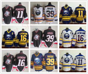 Buffalo Sabres Hockey Jerseys Pat LaFontaine Gilbert Perreault Dominic Hasek CCM Vintage Stitched Jersey C Patch