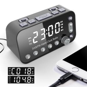 Digital väckarklocka DAB FM-radio, Dual USB-laddningsport LCD-skärm Bakgrundsbelysning Justerbar volym 210804