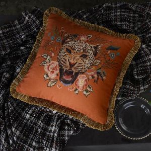 Almofada / Almofada Decorativa Tecido de Veludo Americano Leopardo Lupardo Estilo de Luxo Borlas Home Sofá Coxim Capa Sem Núcleo para Assento De Carro Sala de estar