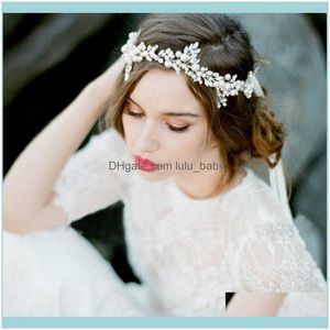 Jewelryfashion Handmade Sier Color Pearl Headband Leaf Headpiece Bridal Crystal Tiara Wedding Aessories Women Hair Jewelry Drop Delivery 202
