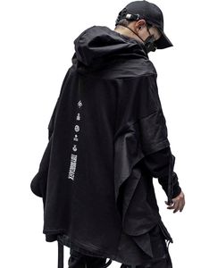 Techwear Hoodie Men Black Gothic Cosplay Японская уличная одежда Одежда 210715