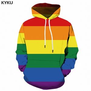 Kyku Rainbow Hoodie Uzasadnione Gay Bluzy Mężczyźni 3d Długa Bluza Banner Kolorowe Drukowane Anime Mężczyzna Mężczyzna Odzież Streetwear LJ200826