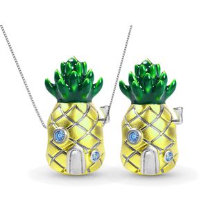 Fit Original Charm Bracelet 925 Sterling Silver Enamel Fruit Shape Pineapple House Bead For Making Women Necklace DIY Berloque