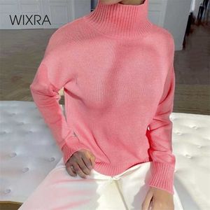 Wixra Basic Turtleneck Sweater Pullover Jumper Korean Chic Fashion Autumn Winter Ladies Solid Knitwear Top 211011