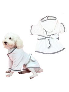 Dog Apparel Pet Robe Cat Warm Pyjamas Absorberande Snabbtorkande badrum Badrock Hem Vinterrock Valp Jumpsuit Dogs Sovwear