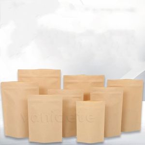 Kraft Papel Stand-up Bolsas 11 Tamanhos Calor Selábico Selable Bolsa de Zip Inner Foil Foil Storage Bag Embalagem Bagzc548