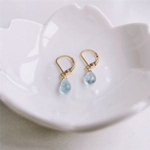 DAIMI WATER DROP BLUE TOPAZの女性純正宝石925女性用のスターリングシルバーイヤリング