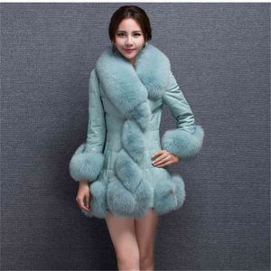 FAUXの毛皮のコート女性冬の韓国の長袖カラーS-3XLプラスサイズ白紫ブラックスリムファッションFAUX LR292 210531