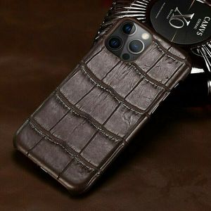 Genuine Real Crocodile Belly Skin Leather Cases for iPhone 14 Pro Max 13 12 11 XS XR X Retro Alligator Cover