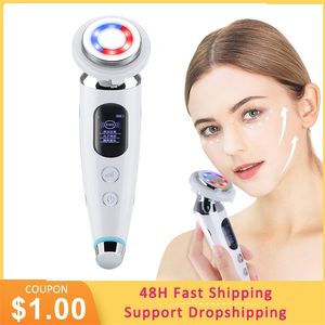 Microcurrent Face Lift Device Skin Rejuven RF V Slimming EMS Massager LED Redge Chin Eye Care Beauty Apparatus 220216