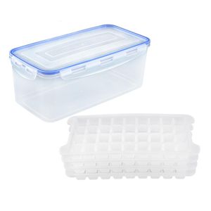 Grids Ice Cream Tools Cube Tray Plastic Maker Sphere Mold for Cocktail Juice Whiskey With Lid Kitchen Tool