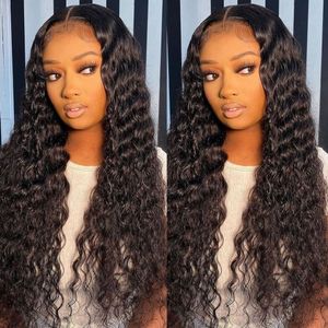 14-30 Inch Deep Wave 13x6 Transparent Brazilian Lace Front Human Hair Wigs For Women Pre Plucked