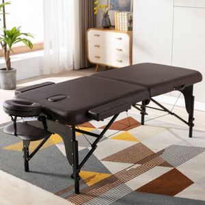 Portable Massage Tabeller 2 Sektion Trä Justerbart Folding PU Läder Skum