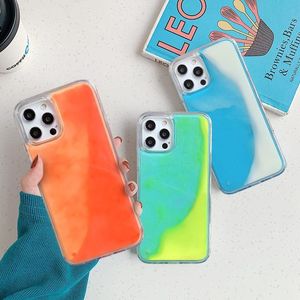 Casos luminosos de QuickSand para iPhone 12 11 Pro Max Glitter Neon Sand Capa traseira