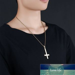 Mode Rostfritt Stål Inverterat Cross Pendant Halsband Lucifer Satan Punk Smycken Kedja för män Kvinnor Anti-Christian Gift