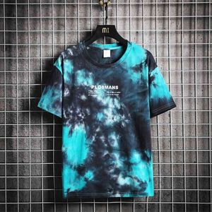 T-shirt da uomo 100% cotone estate taglie forti M-5XL tie-dye fronte retro stampato moda casual t-shirt uomo 210707