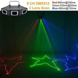 3 Big Head RGB Full Color Pattern DMX Beam Network Laser Light Home Gig Party DJ Stage Lighting Sound Auto A-X3