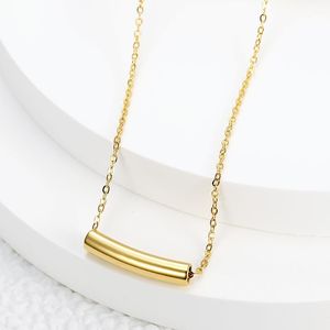 Pendant Necklaces Simple Geometric Cylindrical Necklace Elegant Ladies Wedding Party Charm Gold Jewelry Stainless Steel Accessories