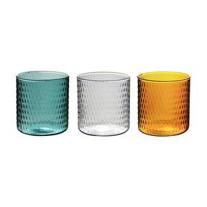 Old Fashion Whiskey Glasses 8 oz Colored Rocks Barware for Liquor Cocktail Drinks Juice Cup Cylinder Glass Tea Light Candle Holder