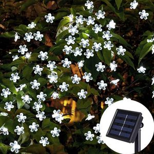 Dizeler Kiraz Blossom Çiçek Garland Lambası Güneş Işığı Açık havada LED String Peri Işıkları Kristal Çiçekler Kapalı Düğün Noel Dekorları