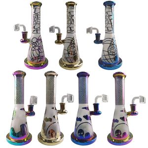 High Quality 9 Inch Hookahs Showerhead Perc Glass Bongs Rainbow Colorful Oil Dab Rigs 14mm Female Joint Water Pipers ZDWS2005
