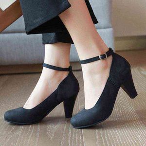 2022 весенние женские сандалии заостренные леди сексуальные высокие каблуки черные с толстыми с дикими одиночными женскими обувь Sandalias Femeninas # G4 A3NH #