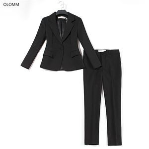 As calças profissionais das mulheres ajustaram o terno preto de alta qualidade do escritório de duas peças da peça e do outono feminino 210527