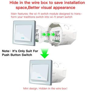 DIY Mini WiFi Smart Life Tuya Controle Remoto Smart Light Dimmer Módulo de Interruptor Trabalho com Alexa Google Home Novo A25 A07