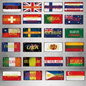 Portugalia Tajlandia Singapur National Flag Metal Metal Plaque Metal Vintage Travel Stovenir Wall Shop Home Art Decor 30x15cm W01