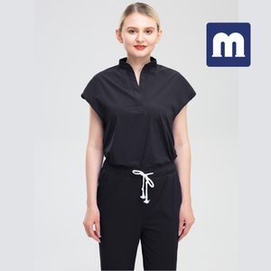 Medigo 002女性の2ピースパンツソリッドカラースパスレッドクリニックワークスーツトップ+パンツユニセックススクラブペット看護病院制服