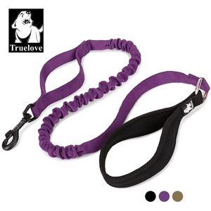 Truelave Bungee Pet Dog Leash Nylon Retrátil Extensível Running Dual Pet Leash Springs Macio Cão acolchoado Cão Tragehes Leads 210729