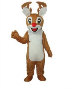 2021 With one mini fan inside the head Christmas red nose reindeer deer mascot costume for adult to wear