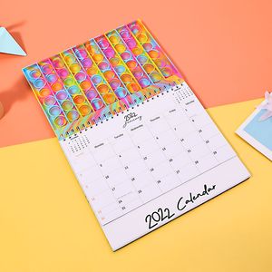 Fidget Brinquedos 2022 Planejador de Calendário 365 Dias Bolha Silicone Capa Mensal Secretária Espiral Advento Calendário Presentes