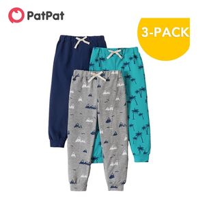 Arrival Spring and Autumn 3-piece Toddler Coconut Tree Allover Pants Set Full Length Pents Children's Clothing 210528