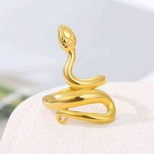 Wedding Geometric Stainless Steel Finger Rings Metal Gold Color Snake Shaped Korean Style Snake-shape Rings Women Rings G1125