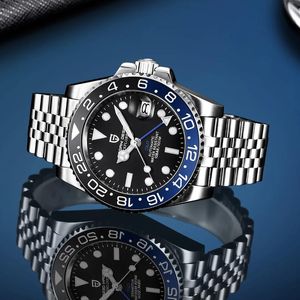 Wristwatches Pagani Design Reloj Hombre Mężczyźni Zegarek Mechaniczny Luksusowy Szafir Szkło GMT Ze Stali Nierdzewnej Wodoodporna Automatyczna