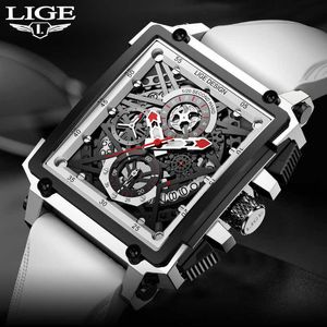 Waterproof Mens Watches LIGE Top Brand Luxury Silicone Quartz Square Watch Men Date Sport Clock Males Relogio Masculino+Box 210527