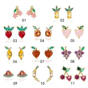 Stud Lovely Tropical Fruit Earrings Fashion Cute Crystal Rhinestone For Women Girls Charm Jewelry