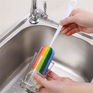 Regenbogen Tasse Pinsel Küche Reinigung Schwamm Pinsel Für Weinglas Flasche Kaffee Tee Glas Reiniger Familie Waschen Werkzeuge 20220303 Q2